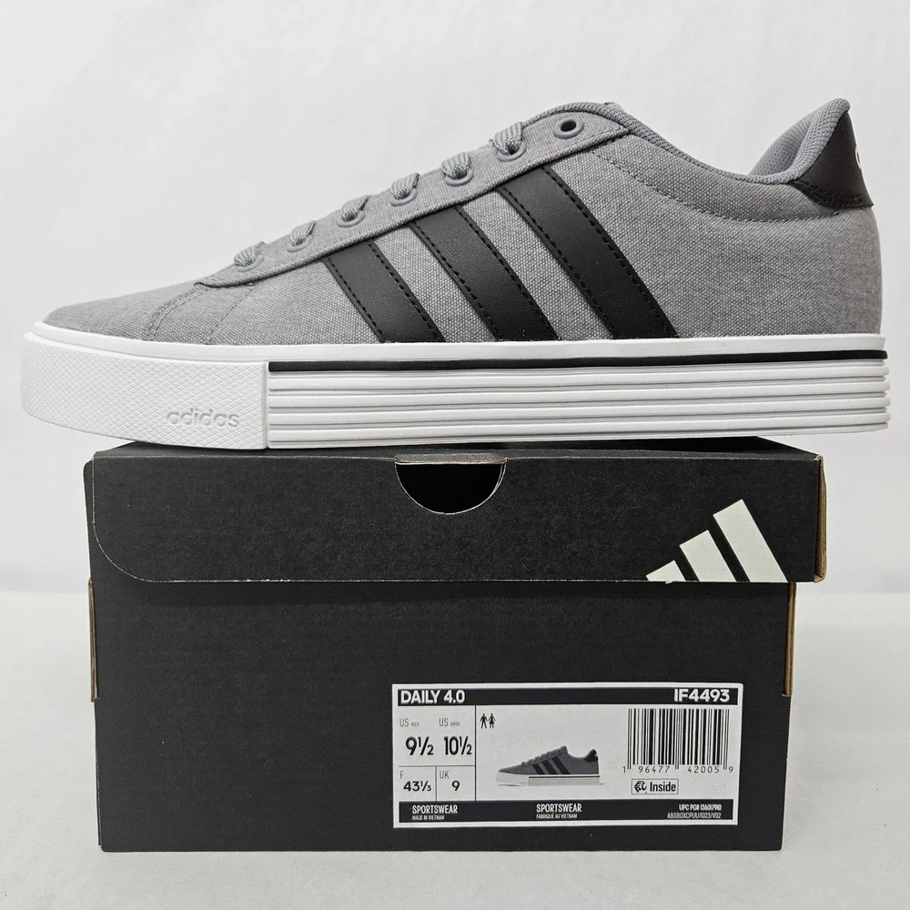 Adidas Daily 4.0 Casual Athletic Shoes IF4493‎ Gray Black White Men's Size 9.5